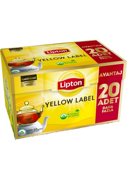 Yellow Label Demlik Poşet Çay 100LÜ + 20 Adet Hediye