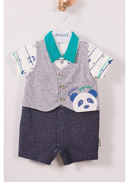 Panda Desenli Erkek Bebek Tulum