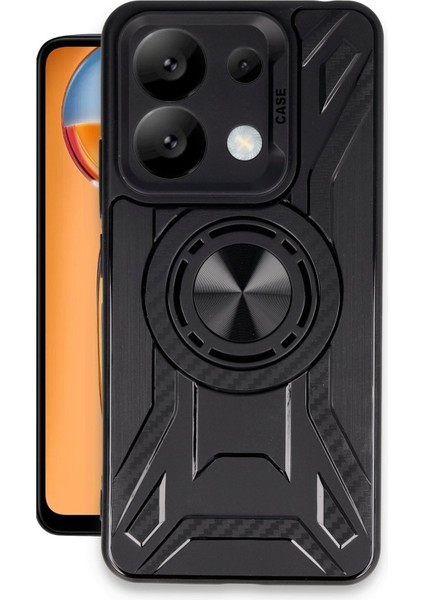 Denza Case Xiaomi Redmi Note 13 Kılıf Zırh Görünümlü Silikon Kapak - Siyah