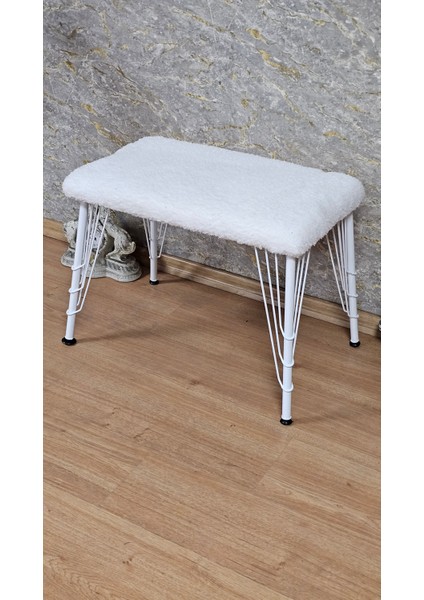 Beyaz 3 Tel Ayaklı Puf Bench Antre Önü Tedyy Bench Puf