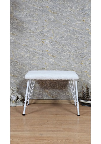 Beyaz 3 Tel Ayaklı Puf Bench Antre Önü Tedyy Bench Puf indirimleri