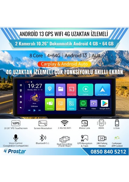 Kayıtlı 2 Kameralı Android 13 Wıfı Gps 4g Uzaktan Izlemeli 4