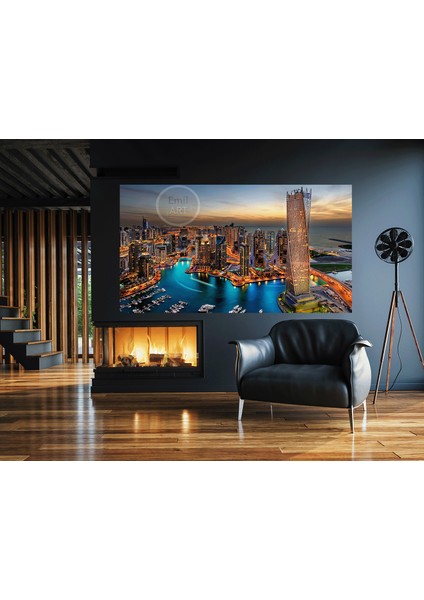 Dekoratif City Dubai Şehir Manzarası Emlak Mimarlık Ofisleri Salon Kanvas Tablo