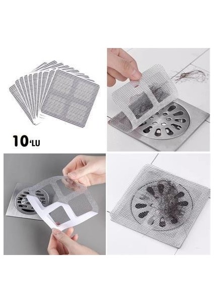 10'lu Lavabo Süzgeci Banyo Gider Kapatıcı Sineklik Tamir Kiti Pratik Banyo Saç Kılı Tutucu