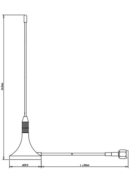 GSM Kablolu Anten SMA 2dBi 100mm