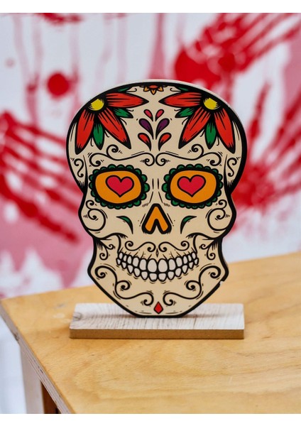 Ahşap Standlı Kuru Kafa 13,5X5X20 cm