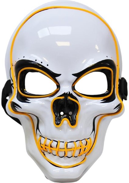 Cadılar Bayramı Işıklı Iskelet Maske Halloween Parti Kostüm Aksesuarı Turuncu