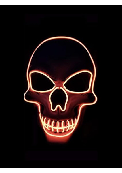 Cadılar Bayramı Işıklı Iskelet Maske Halloween Parti Kostüm Aksesuarı Turuncu fiyatları