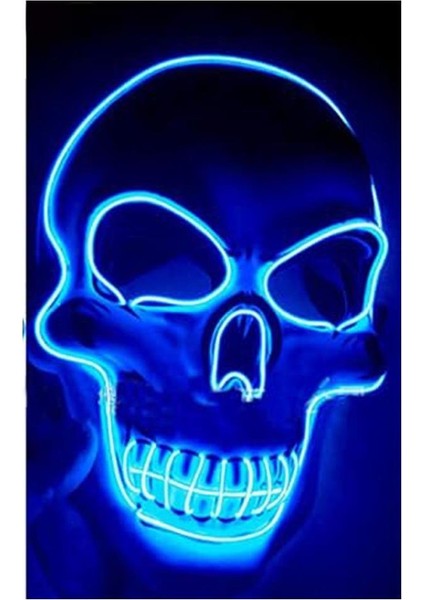 Cadılar Bayramı Işıklı Iskelet Maske Halloween Parti Kostüm Aksesuarı Mavi fiyatları