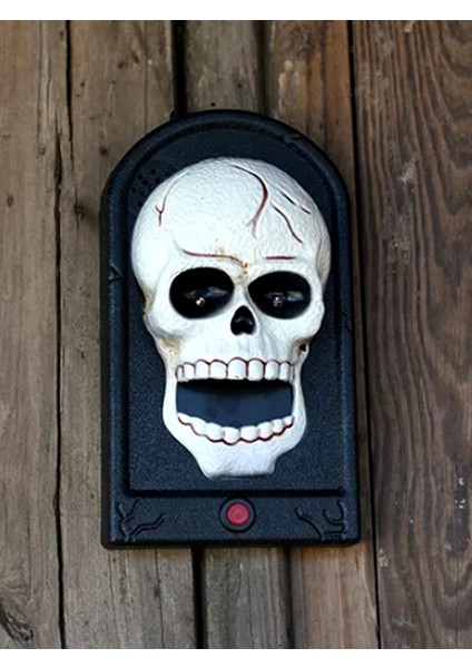 Cadılar Bayramı Kuru Kafa Figürlü Kapı Zili Halloween Işıklı Sesli Parti Dekoru Siyah fiyatları