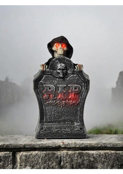 Cadılar Bayramı Mezar Taşı Halloween Işıklı Sesli Parti Dekoru 40 cm