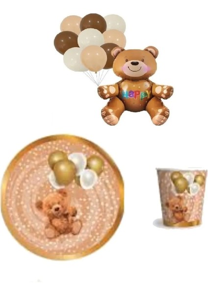 Retro Ayıcıklı Doğum Günü Parti Seti Süsü