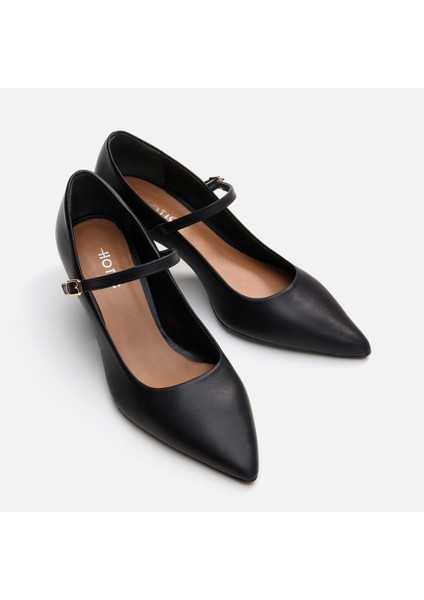 01AYH290860A100 MARY Jane Deri Siyah Kadın Stiletto modelleri