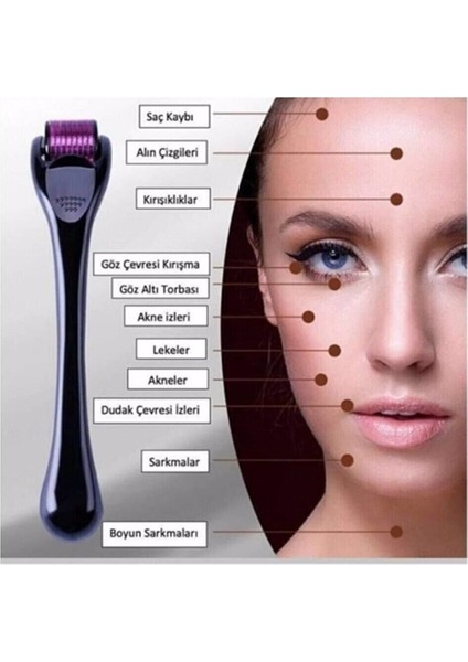 1 Adet 0,5 mm Dermaroller 540 Iğneli Saç Yüz ve Cilt Yenileme Aleti Masaj Dermo Roller Dermoller