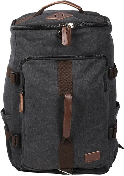 Orjinal Kanvas Kumaş Silindir Okul Günlük ve Seyahat Sırt Çantası Siyah fırsatları