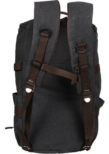 Orjinal Kanvas Kumaş Silindir Okul Günlük ve Seyahat Sırt Çantası Siyah indirimleri