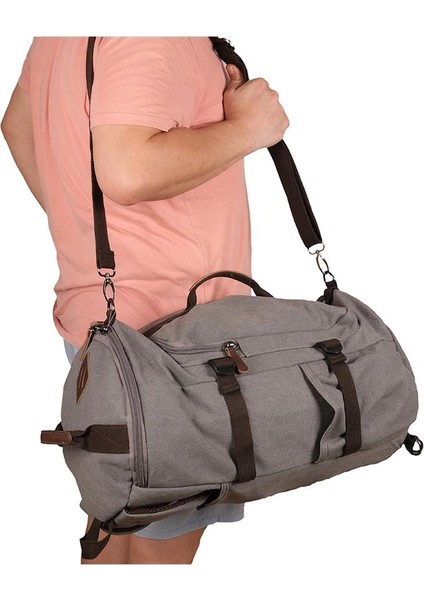 Orjinal Kanvas Kumaş Silindir Okul Günlük ve Seyahat Sırt Çantası Gri modelleri