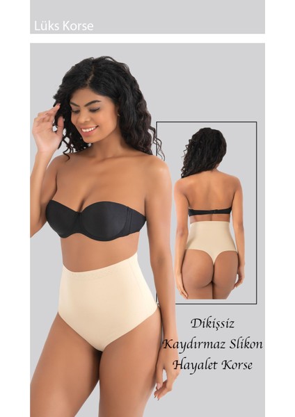 Lazer Seamless S-M-L-XL-2XL-3XL Beden Dikişsiz Kadın Toparlayıcı String Tanga Korse Külot Ten