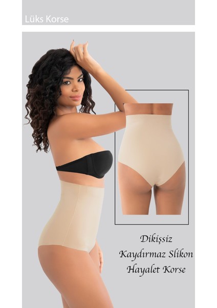 Dikişsiz İz Yapmaz Seamless S-M-L-XL-2XL-3XL Beden Toparlayıcı Yüksek Bel Kadın Slip Külot Korse Ten