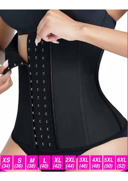 XS-S-M-L-XL-2XL-3XL-4XL-5XL-6XL Beden Askısız Toparlayıcı Lateks Korse Siyah