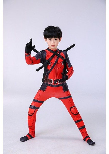 Cosplay Deadpool Body Cadılar Bayramı Kostüm Çocuk Cosplay Kostüm Sırt Çantası ile Set (Yurt Dışından) modelleri