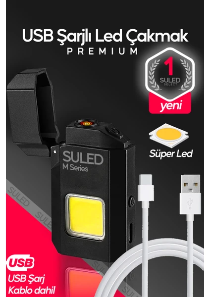 Şarjlı Çakmak USB Şarjlı LED Fener M Serisi Kamp Çakmağı Cob LED Ce Rüzgardan Etkilenmez