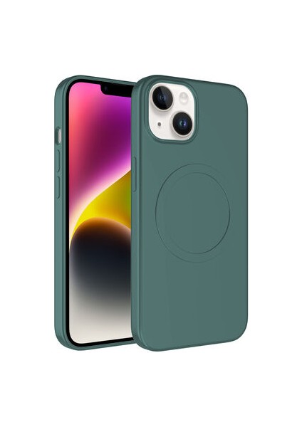 iPhone 14 Plus Kılıf Magsafe Wireless Şarj Özellikli Pastel Renk Silikon Plas Kapak