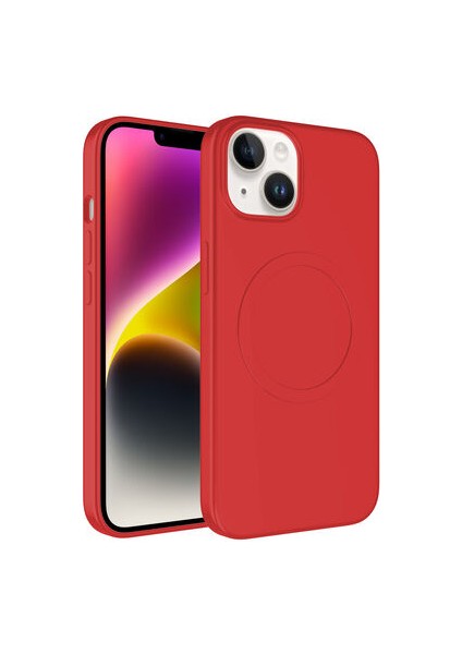 iPhone 14 Plus Kılıf Magsafe Wireless Şarj Özellikli Pastel Renk Silikon Plas Kapak