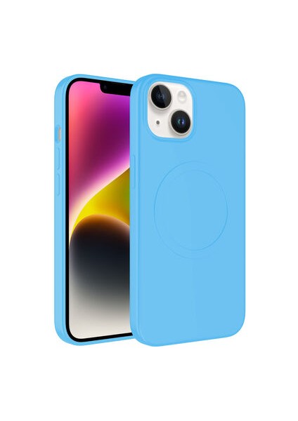 iPhone 14 Plus Kılıf Magsafe Wireless Şarj Özellikli Pastel Renk Silikon Plas Kapak