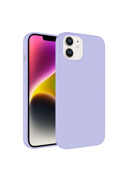 iPhone 12 Kılıf Magsafe Wireless Şarj Özellikli Pastel Renk Silikon Plas Kapak