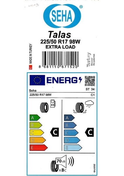 225/50 R17 98W Xl ST34 Talas Oto Yaz Lastiği (Üretim Yılı: 2024) modelleri
