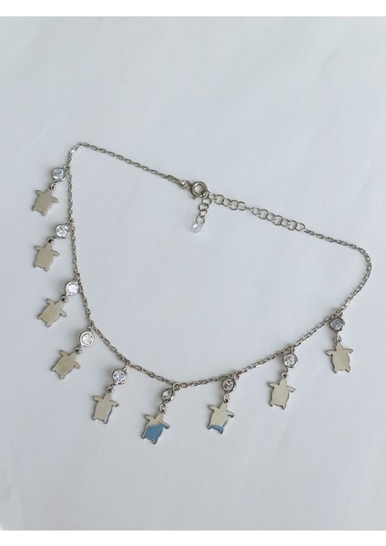 925 Ayar Gümüş Kaplumbağa Şans Tasarım Zarif Trend Kadın Halhal Doğum Günü Hediye