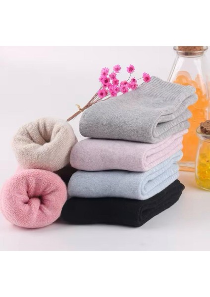 Kadın Kışlık Pamuklu Kalın Havlu Çorap Isı Emici Soft Renkler 6'çift
