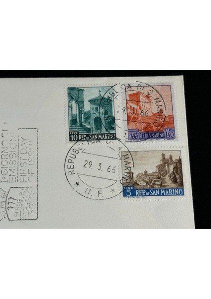 1966 San Marino Tam Seri 2 Adet Ilk Gün Zarfı