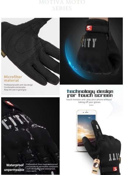 Madbike 2025 Siyah Softshell Su İtici Motosiklet Eldiveni Reflektörlü Gizli Korumalı Yeni Model indirimleri