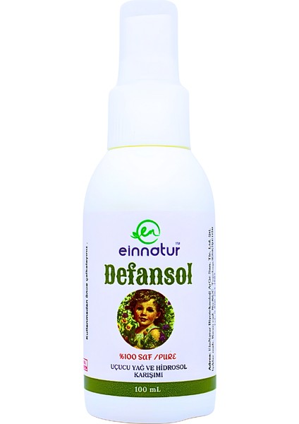Defansol, %100 saf Uçucu Yağ ve Hidrosol Karışımı, Aromaterapik Bitkisel Koruyucu Sprey, 100 Ml, Bit Sinek Böcek Kovucu