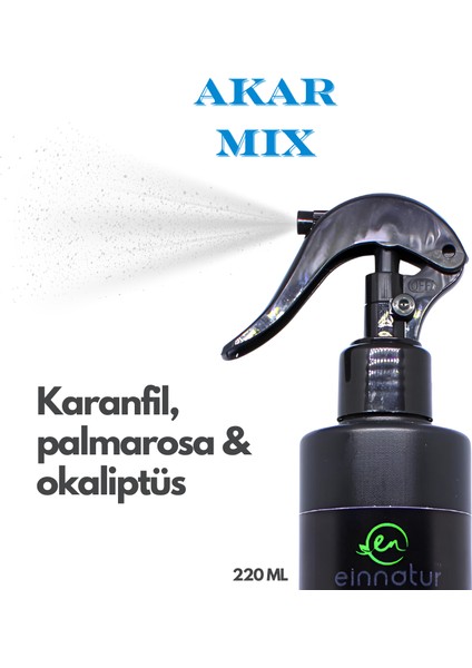 Akarmix, %100 Saf Uçucu yağ ve hidrosol karışımı, 220 Ml, Akar Toz Alerjisi, Doğal Aromaterapi Karışımı