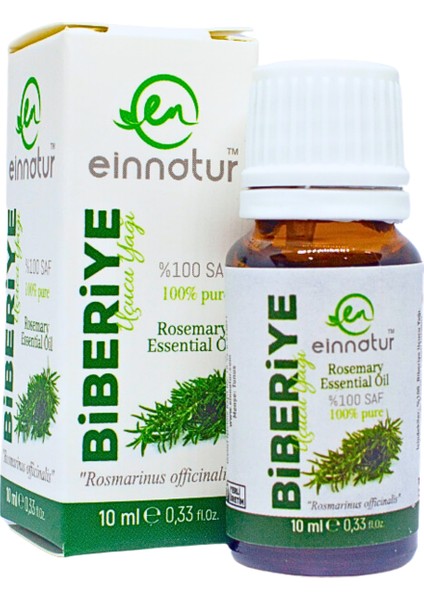 Einnatur %100 Saf Biberiye Uçucu Yağı, 10 Ml, Rosmarinus officinalis Leaf Essential Oil, 1,8-sineol