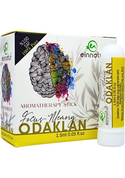 Ein Natur "Odaklan" Uçucu Yağ Karışımlı Aromatherapy Stick, Aromaterapi koklama tüpü, Essential oil inhaler tube, focus memory