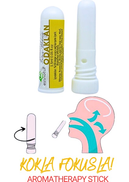 Ein Natur "Odaklan" Uçucu Yağ Karışımlı Aromatherapy Stick, Aromaterapi koklama tüpü, Essential oil inhaler tube, focus memory