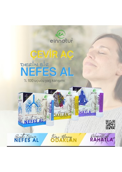 Ein Natur "Odaklan" Uçucu Yağ Karışımlı Aromatherapy Stick, Aromaterapi koklama tüpü, Essential oil inhaler tube, focus memory