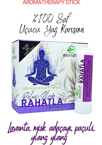 Ein Natur "Rahatla" Uçucu Yağ Karışımlı Aromatherapy Stick, Relax, Sleep, Aromaterapi koklama tüpü, essential oil inhaler stick