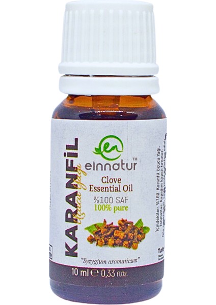 Karanfil Uçucu Yağı 10 ml, saf, Syzygium aromaticum essential oil, öjenol içerir.