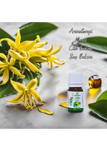 Ylang Ylang Uçucu Yağı, 5 ml, %100 saf, Cananga odorata essential oil