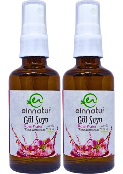 2 Adet Doğal Yağlı Gül Suyu, %100 Saf Rosa Damascena Hidrosol 50 ml