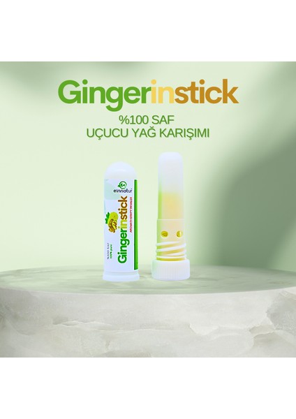 Ein Natur %100 Saf Uçucu Yağ Karışımı - Gingerinstick - Aromaterapi Koklama Tüpü, Aromatherapy Inhaler Stick, essential oil inhaler tube, zencefil, tıbbi nane, limon