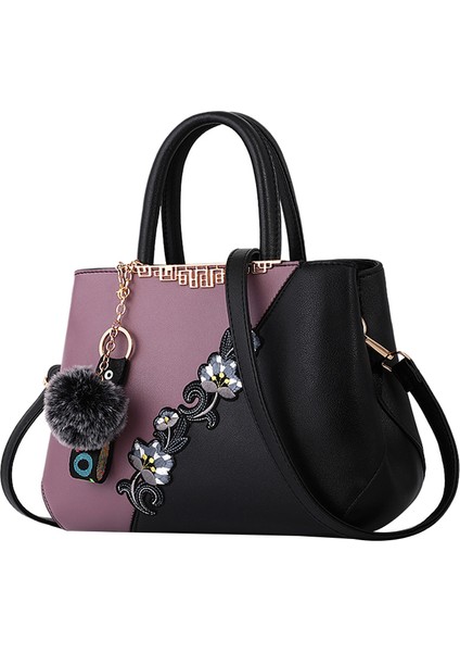 Çanta Bayan Çanta Retro Çanta Casual Tote Basit Avrupa Moda Omuz Çantası Mor (Yurt Dışından)