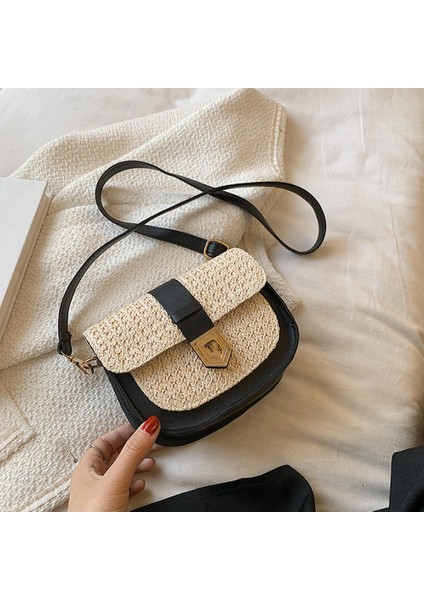 Hasır Çanta Dokuma Kadın Moda Basit Küçük Taze Bir Omuz Messenger Batı Tarzı Eyer Çantası (Kahverengi) (Yurt Dışından) fiyatları