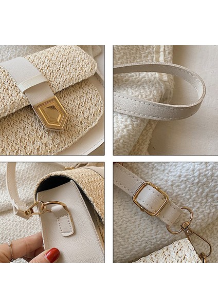 Hasır Çanta Dokuma Kadın Moda Basit Küçük Taze Bir Omuz Messenger Batı Tarzı Eyer Çantası (Kahverengi) (Yurt Dışından) fırsatları