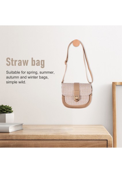 Hasır Çanta Dokuma Kadın Moda Basit Küçük Taze Bir Omuz Messenger Batı Tarzı Eyer Çantası (Haki) (Yurt Dışından) fırsatları